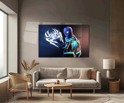 Marvel Spidersona – Electric Awakening | Superhero Metal Frame | Futuristic Spider-Verse Wall Art - TURTLEWINGS