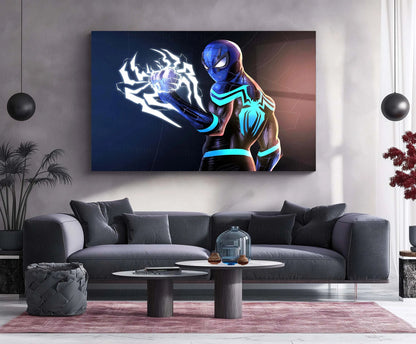 Marvel Spidersona – Electric Awakening | Superhero Metal Frame | Futuristic Spider-Verse Wall Art - TURTLEWINGS