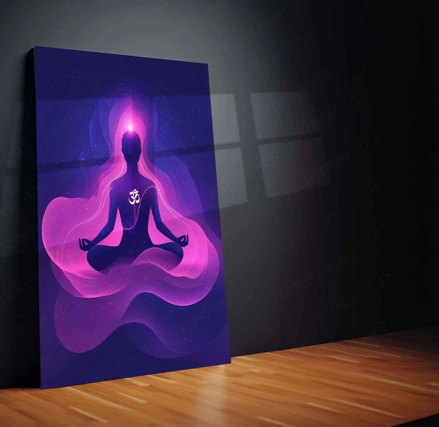 Om Chanting Meditation Metal Poster – Spiritual Wall Art for Mindfulness & Serenity Description - TURTLEWINGS