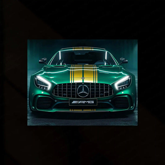 Mercedes Racing Neon LED Metal Poster â High-Performance Motorsport Wall Art - TURTLEWINGS