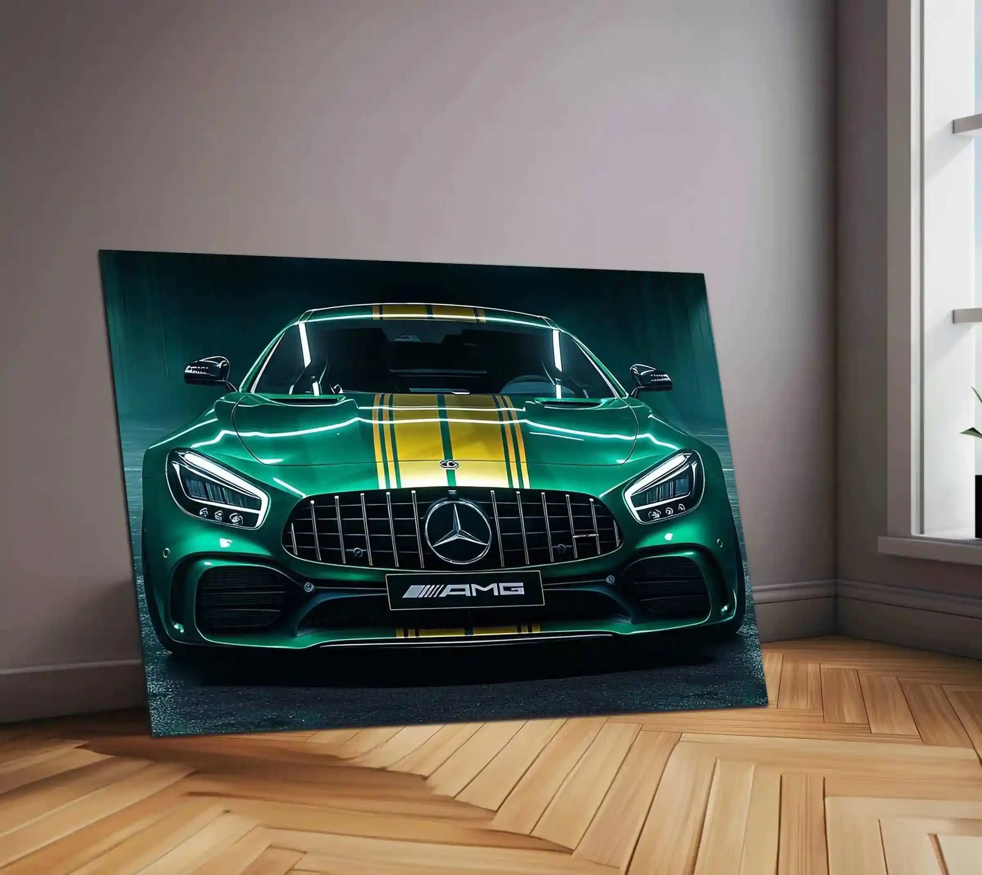 Mercedes Racing Neon LED Metal Poster â High-Performance Motorsport Wall Art - TURTLEWINGS