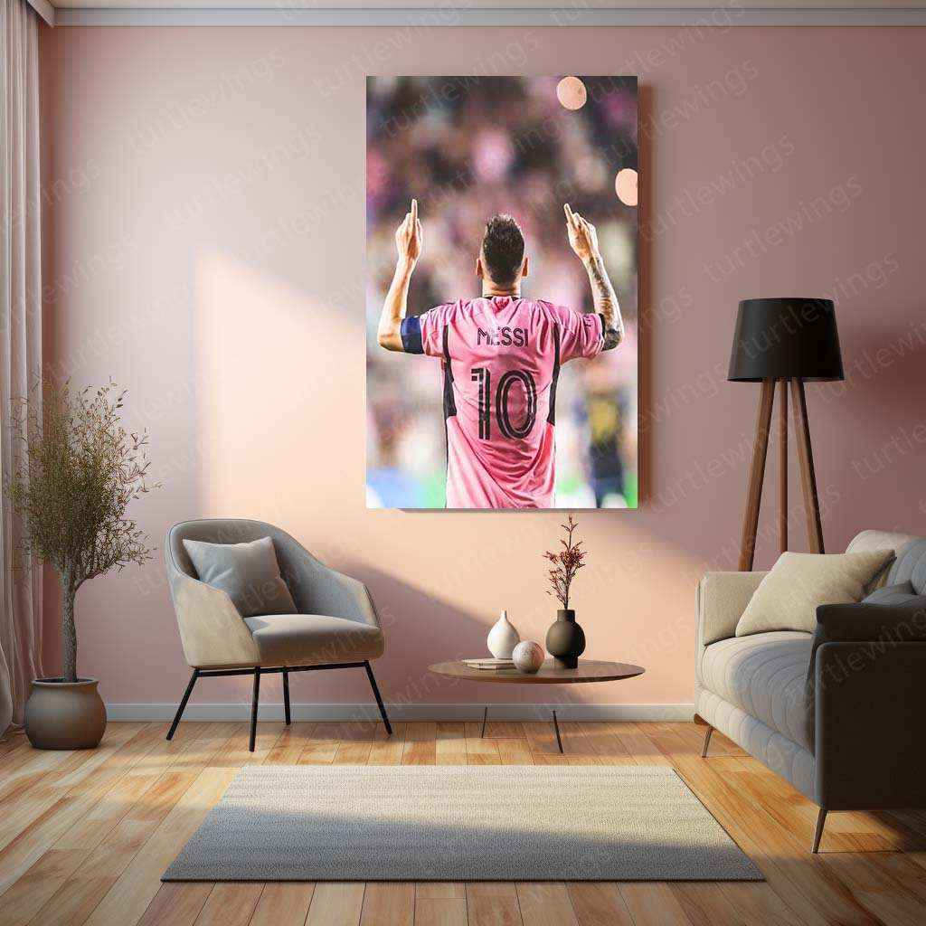 Lionel Messi Metal Poster | Football Legend Portrait | GOAT Wall Art - TURTLEWINGS
