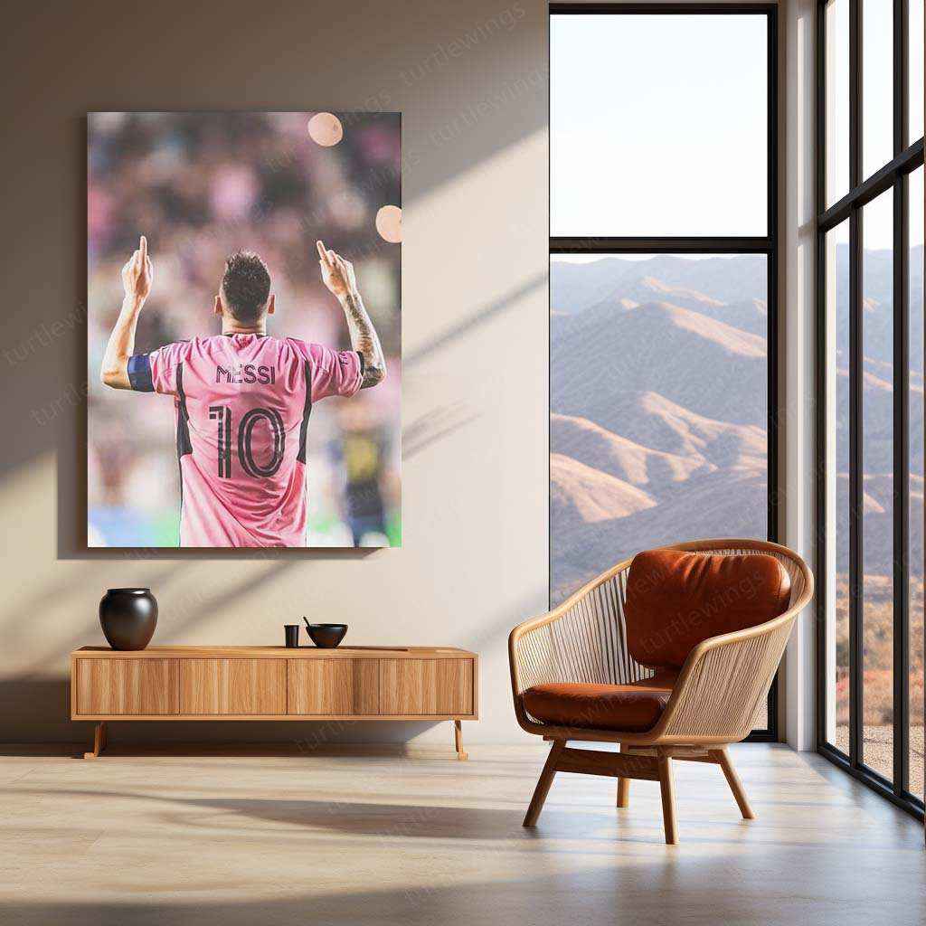 Lionel Messi Metal Poster | Football Legend Portrait | GOAT Wall Art - TURTLEWINGS