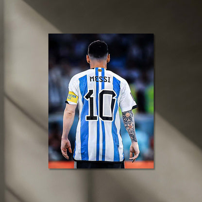 Lionel Messi No. 10 Neon LED Metal Poster | Argentina Legend Illuminated Football Wall Art
