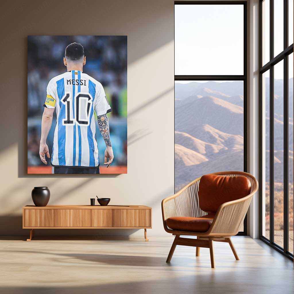 Lionel Messi No. 10 Neon LED Metal Poster | Argentina Legend Illuminated Football Wall Art