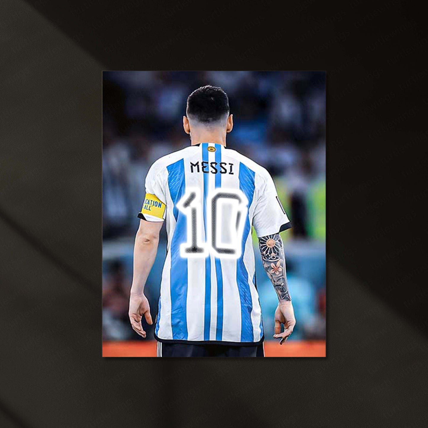 Lionel Messi No. 10 Neon LED Metal Poster | Argentina Legend Illuminated Football Wall Art