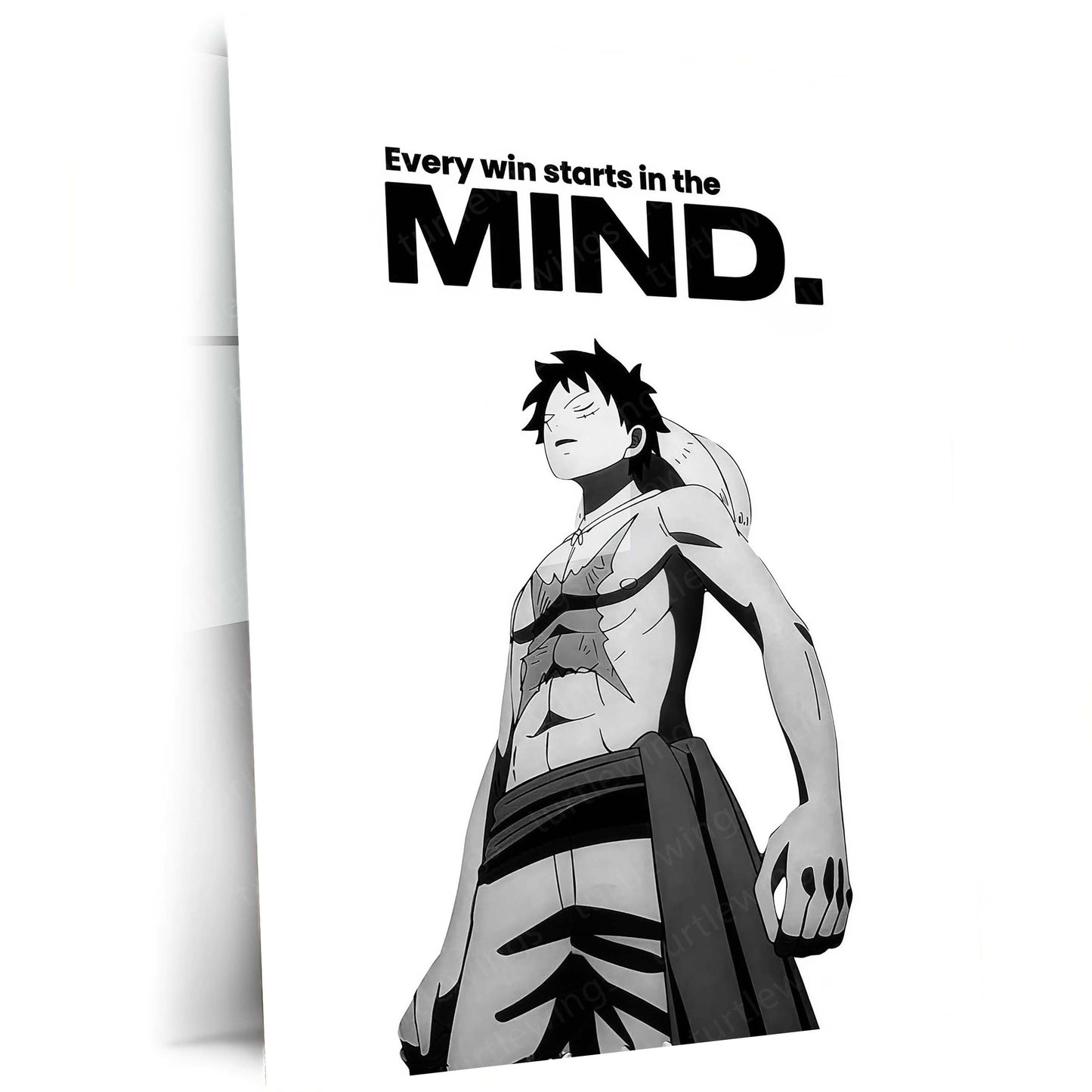 Anime Metal Poster | Luffy – Every Win Starts In The Mind Metal Poster Anime Motivation Wall Art | Mindset & Victory Metal Frame
