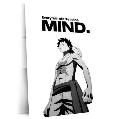 Anime Metal Poster | Luffy – Every Win Starts In The Mind Metal Poster Anime Motivation Wall Art | Mindset & Victory Metal Frame