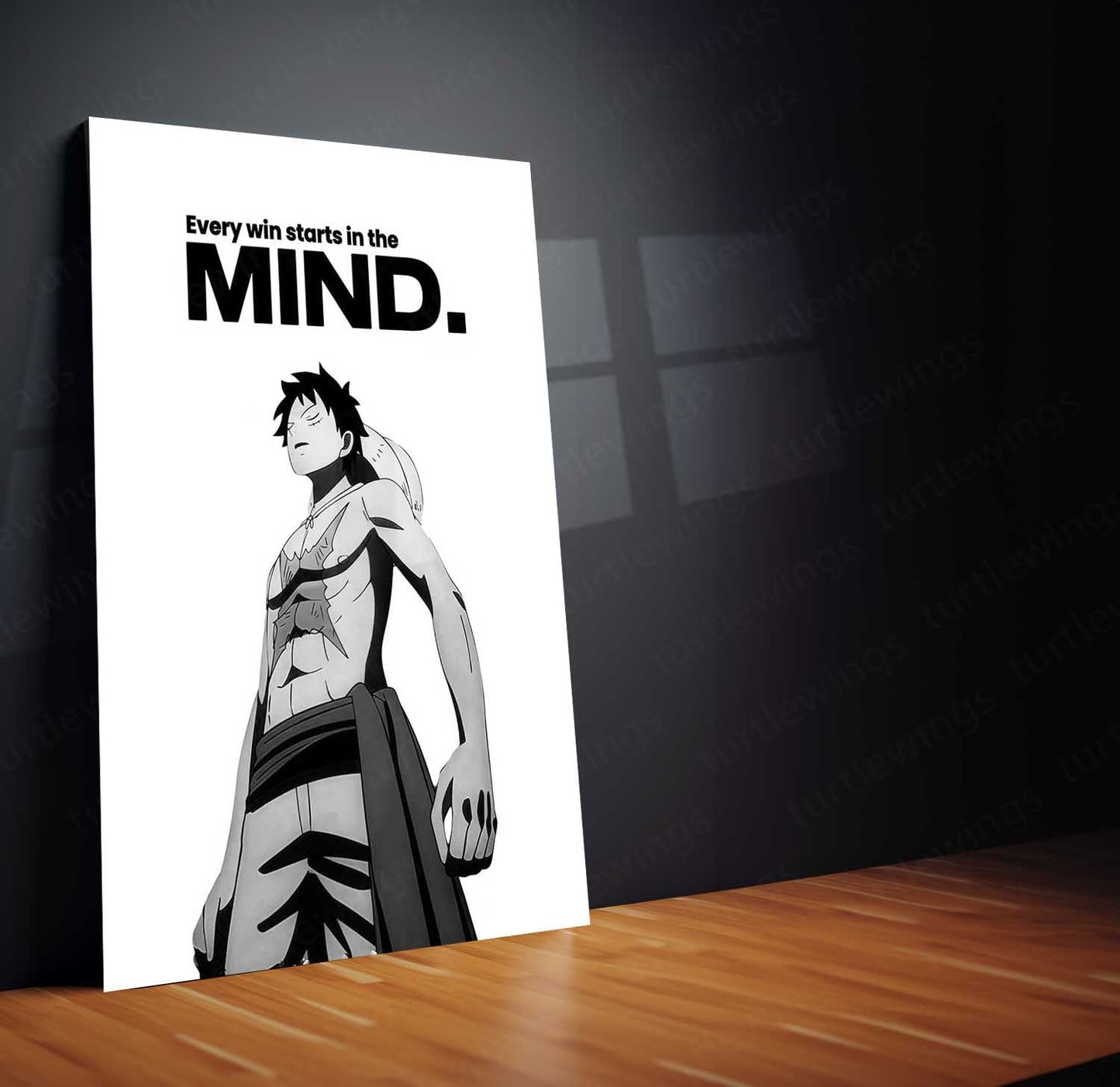Anime Metal Poster | Luffy – Every Win Starts In The Mind Metal Poster Anime Motivation Wall Art | Mindset & Victory Metal Frame