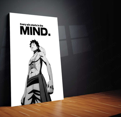 Anime Metal Poster | Luffy – Every Win Starts In The Mind Metal Poster Anime Motivation Wall Art | Mindset & Victory Metal Frame
