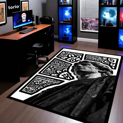 Modern Greek Statue Flat Rug | Classical Sculpture Art Area Flat Rug for Living Room, Bedroom & Office