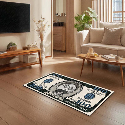Morty Smith Money Note Flat Rug | Rick and Morty Cartoon Dollar Bill Inspired Bedroom Flat Rug for Gaming Room & Pop Culture Decor
