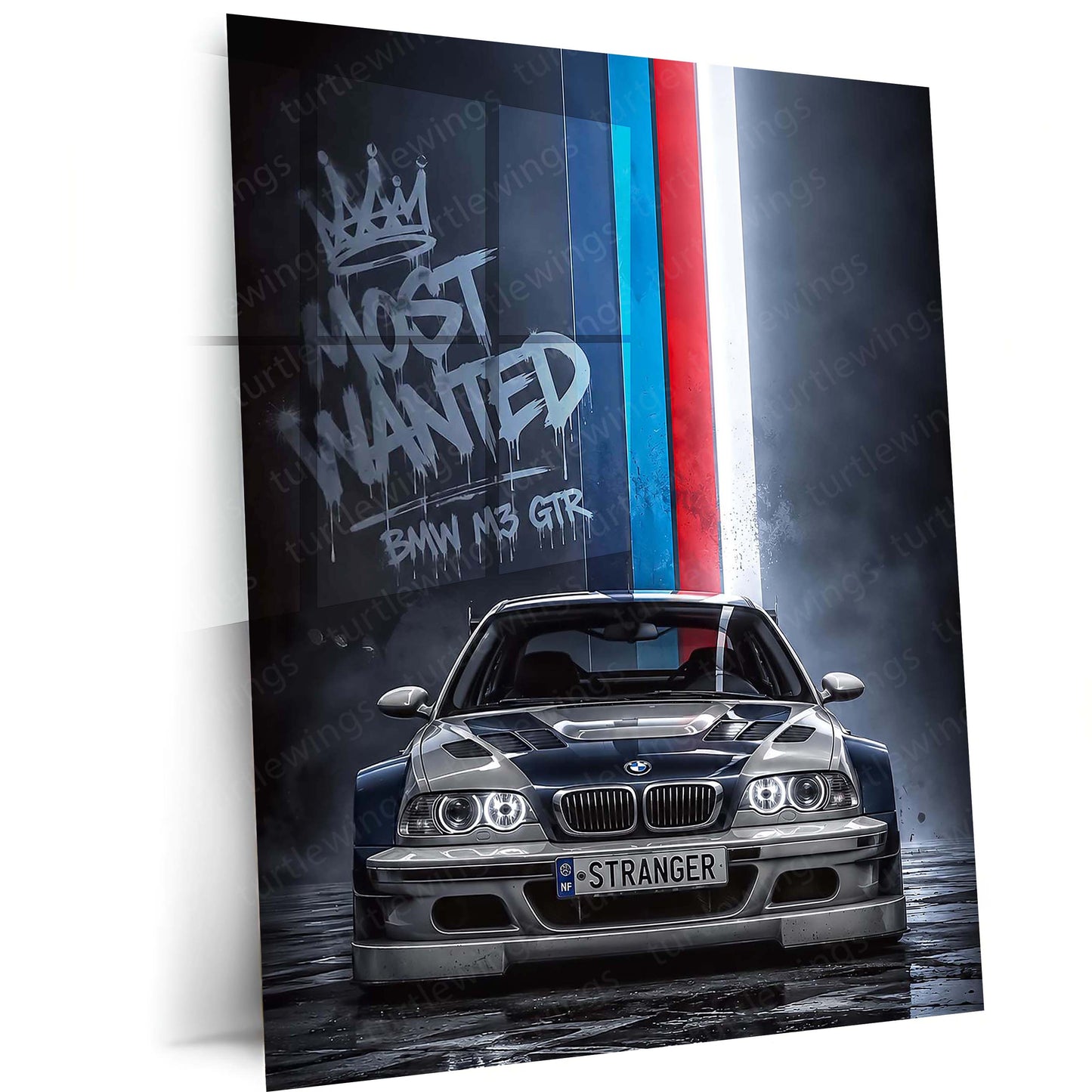 Car Metal Poster | BMW M3 GTR “Most Wanted” Metal Poster | Legendary Sports Car Wall Art | Premium Aluminum Print