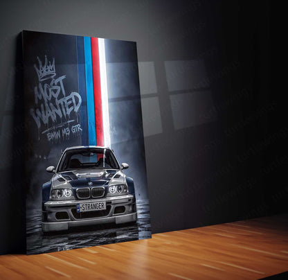 Car Metal Poster | BMW M3 GTR “Most Wanted” Metal Poster | Legendary Sports Car Wall Art | Premium Aluminum Print