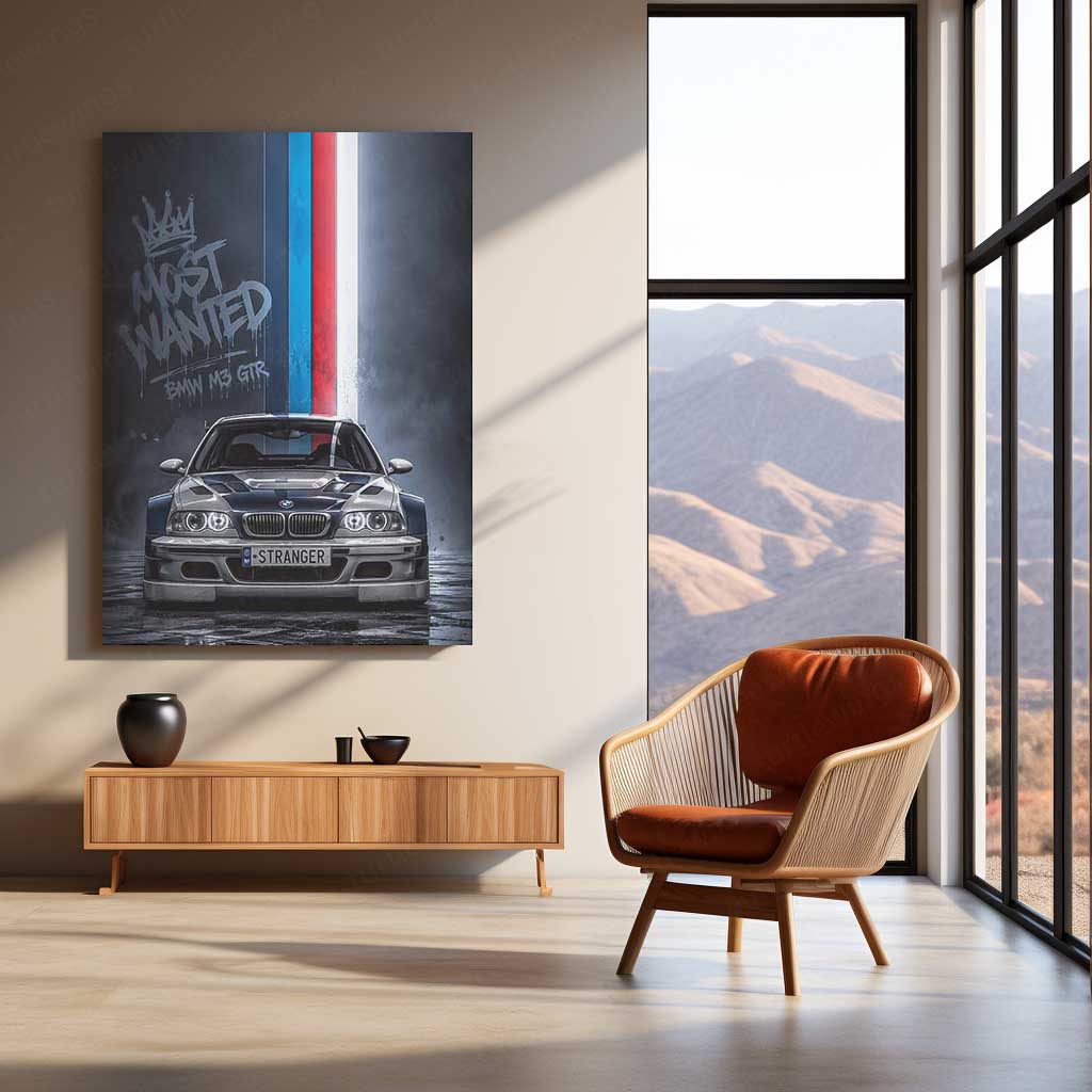 Car Metal Poster | BMW M3 GTR “Most Wanted” Metal Poster | Legendary Sports Car Wall Art | Premium Aluminum Print