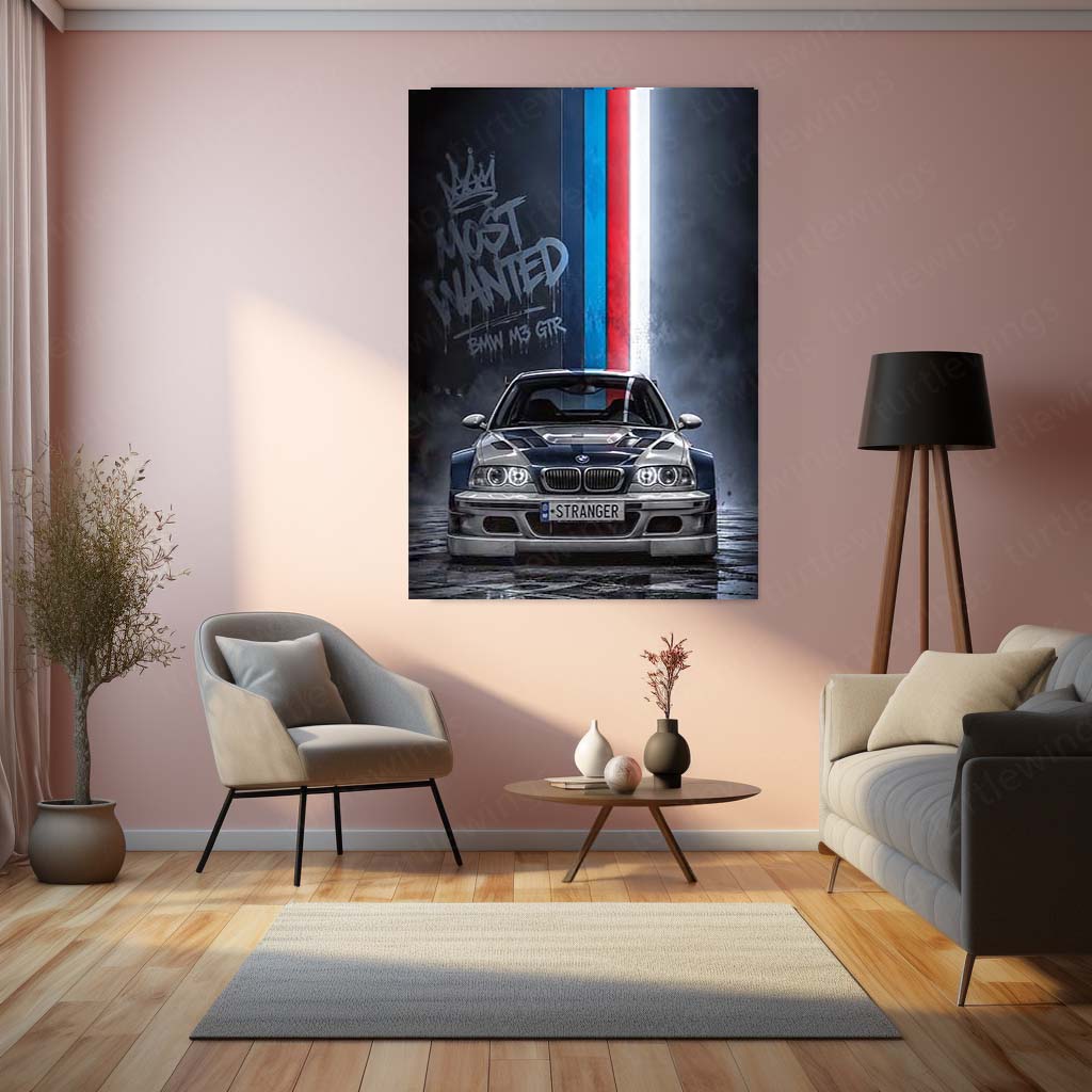 Car Metal Poster | BMW M3 GTR “Most Wanted” Metal Poster | Legendary Sports Car Wall Art | Premium Aluminum Print