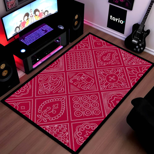 Traditional Decorative Motif Area Flat Rug | Ornate Ethnic Pattern Floor Mat | Cultural Artistic Flat Rug for Living Room, Traditional Home & Study Decor