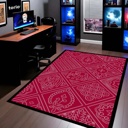 Traditional Decorative Motif Area Flat Rug | Ornate Ethnic Pattern Floor Mat | Cultural Artistic Flat Rug for Living Room, Traditional Home & Study Decor