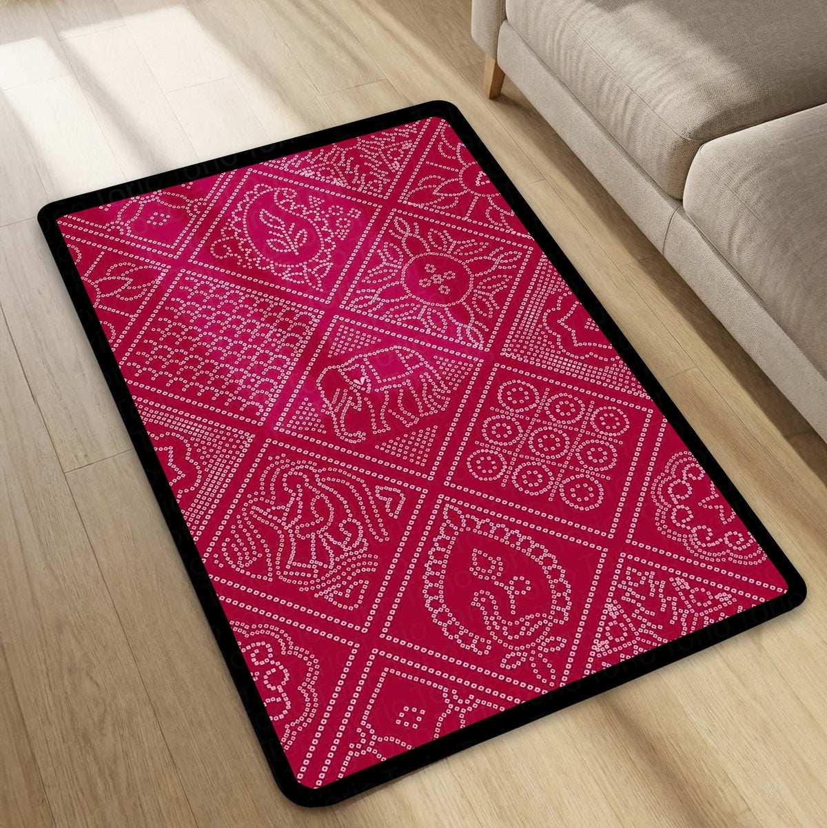 Traditional Decorative Motif Area Flat Rug | Ornate Ethnic Pattern Floor Mat | Cultural Artistic Flat Rug for Living Room, Traditional Home & Study Decor