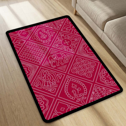 Traditional Decorative Motif Area Flat Rug | Ornate Ethnic Pattern Floor Mat | Cultural Artistic Flat Rug for Living Room, Traditional Home & Study Decor