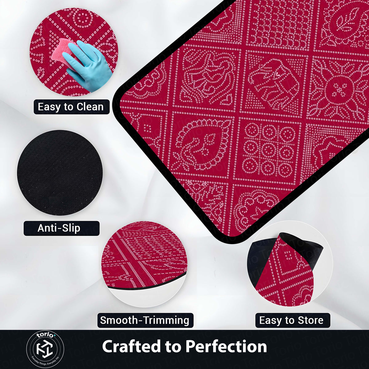Traditional Decorative Motif Area Flat Rug | Ornate Ethnic Pattern Floor Mat | Cultural Artistic Flat Rug for Living Room, Traditional Home & Study Decor