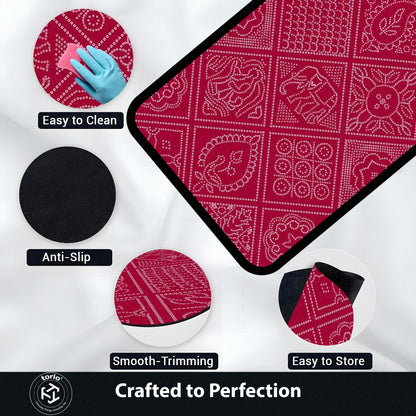 Traditional Decorative Motif Area Flat Rug | Ornate Ethnic Pattern Floor Mat | Cultural Artistic Flat Rug for Living Room, Traditional Home & Study Decor