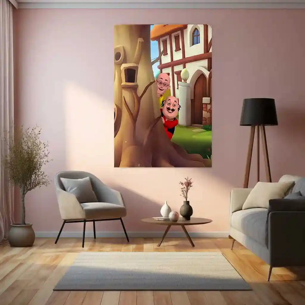 Anime Metal Poster | Motlu Patlu Metal Poster | Fun Cartoon Wall Art | Kids Room Decor - TURTLEWINGS