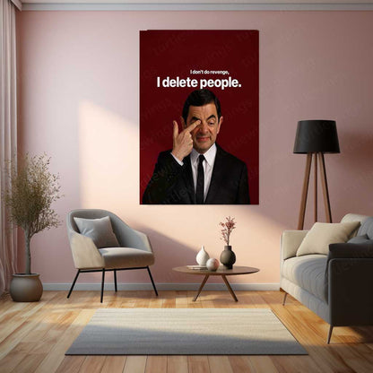 Quote Metal Poster | Delete People – Savage Humor Metal Poster Comedy Meme Wall Art | Attitude Quote Metal Frame