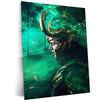 Loki Close-Up with Green Smoke Effects and Cosmic Background
