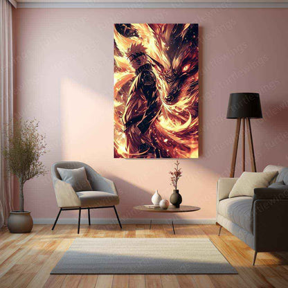 Naruto x Kurama Metal Poster – Legendary Tailed Beast & Ninja Duo | Naruto Anime Wall Art - TURTLEWINGS