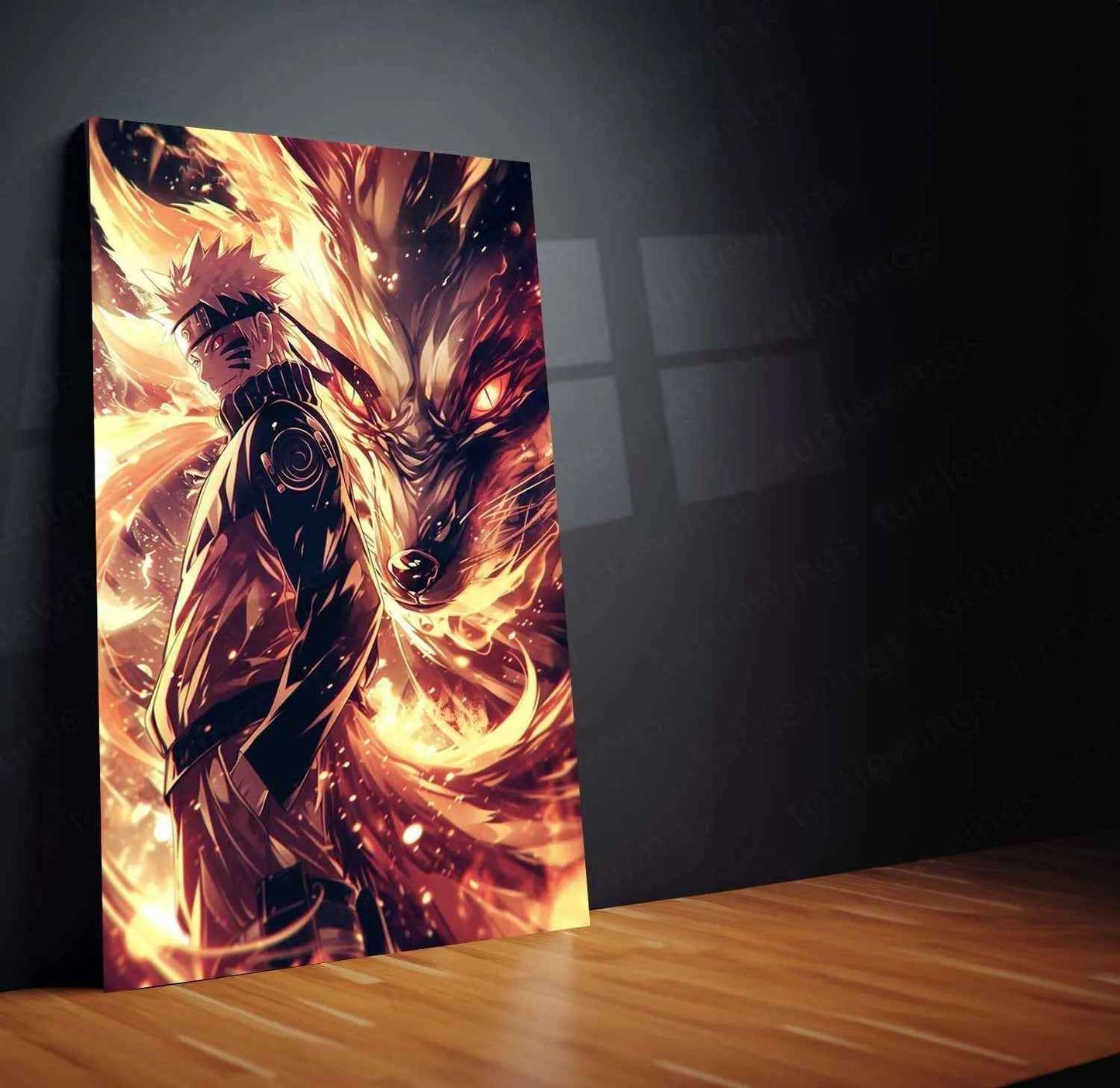 Naruto x Kurama Metal Poster – Legendary Tailed Beast & Ninja Duo | Naruto Anime Wall Art - TURTLEWINGS