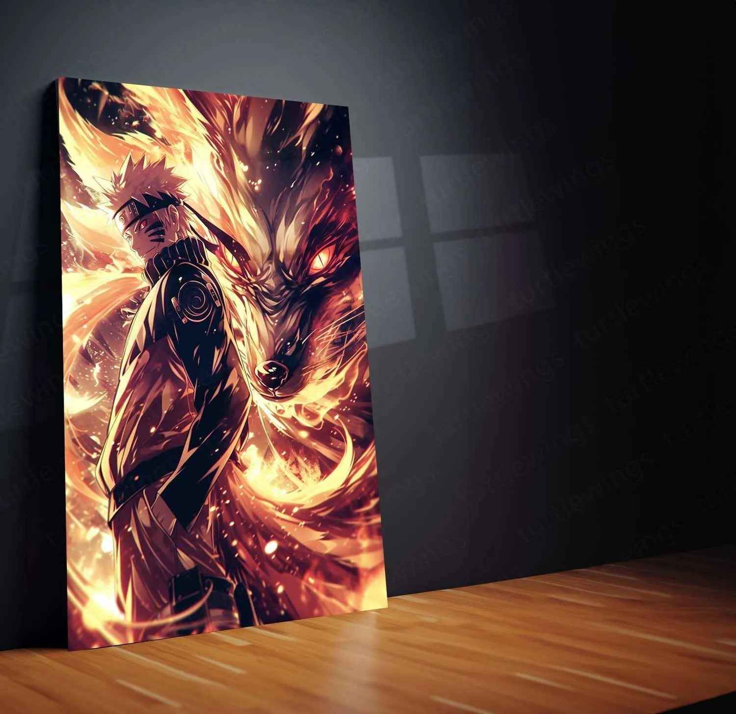Naruto x Kurama Metal Poster – Legendary Tailed Beast & Ninja Duo | Naruto Anime Wall Art - TURTLEWINGS