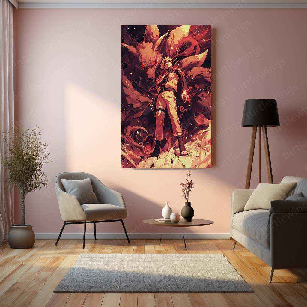 Naruto x Kurama Metal Poster – Legendary Tailed Beast & Ninja Duo | Naruto Anime Wall Art 2 - TURTLEWINGS