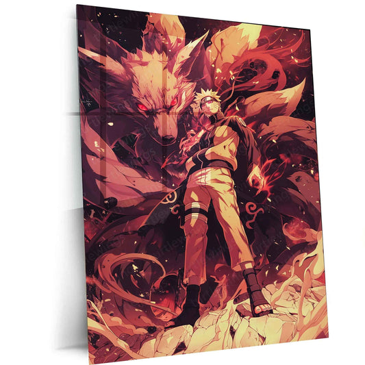 Naruto x Kurama Metal Poster – Legendary Tailed Beast & Ninja Duo | Naruto Anime Wall Art 2 - TURTLEWINGS
