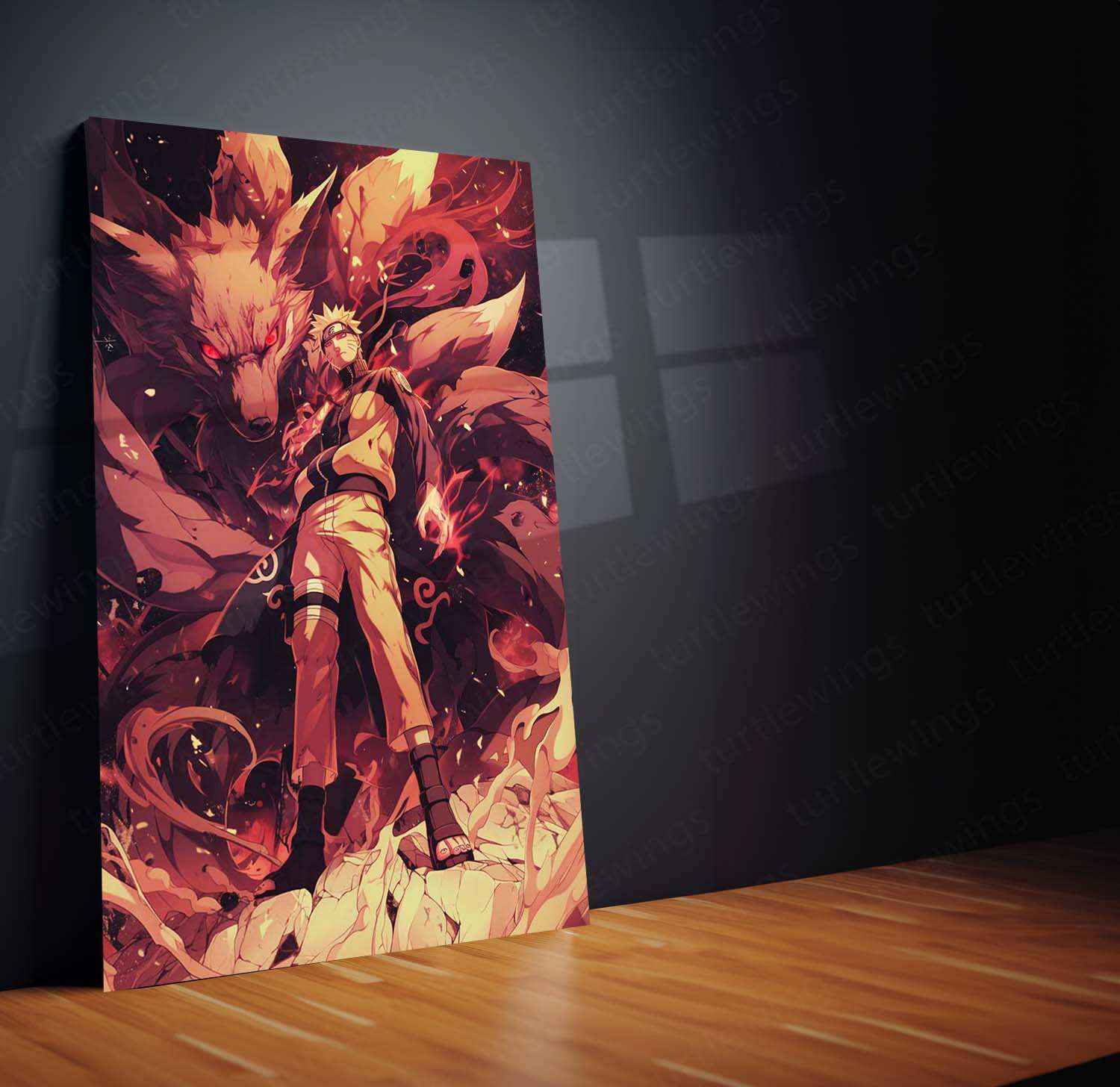 Naruto x Kurama Metal Poster – Legendary Tailed Beast & Ninja Duo | Naruto Anime Wall Art 2 - TURTLEWINGS