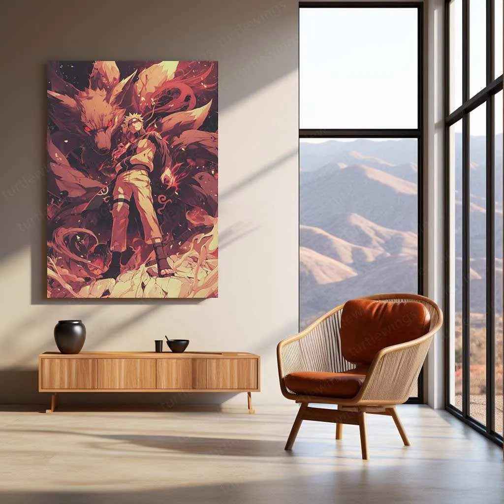 Naruto x Kurama Metal Poster – Legendary Tailed Beast & Ninja Duo | Naruto Anime Wall Art 2 - TURTLEWINGS