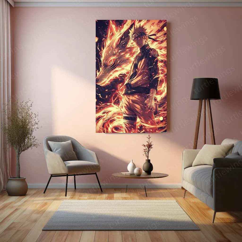 Naruto x Kurama Metal Poster – Legendary Tailed Beast & Ninja Duo | Naruto Anime Wall Art 3 - TURTLEWINGS