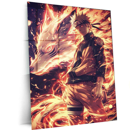 Naruto x Kurama Metal Poster – Legendary Tailed Beast & Ninja Duo | Naruto Anime Wall Art 3 - TURTLEWINGS