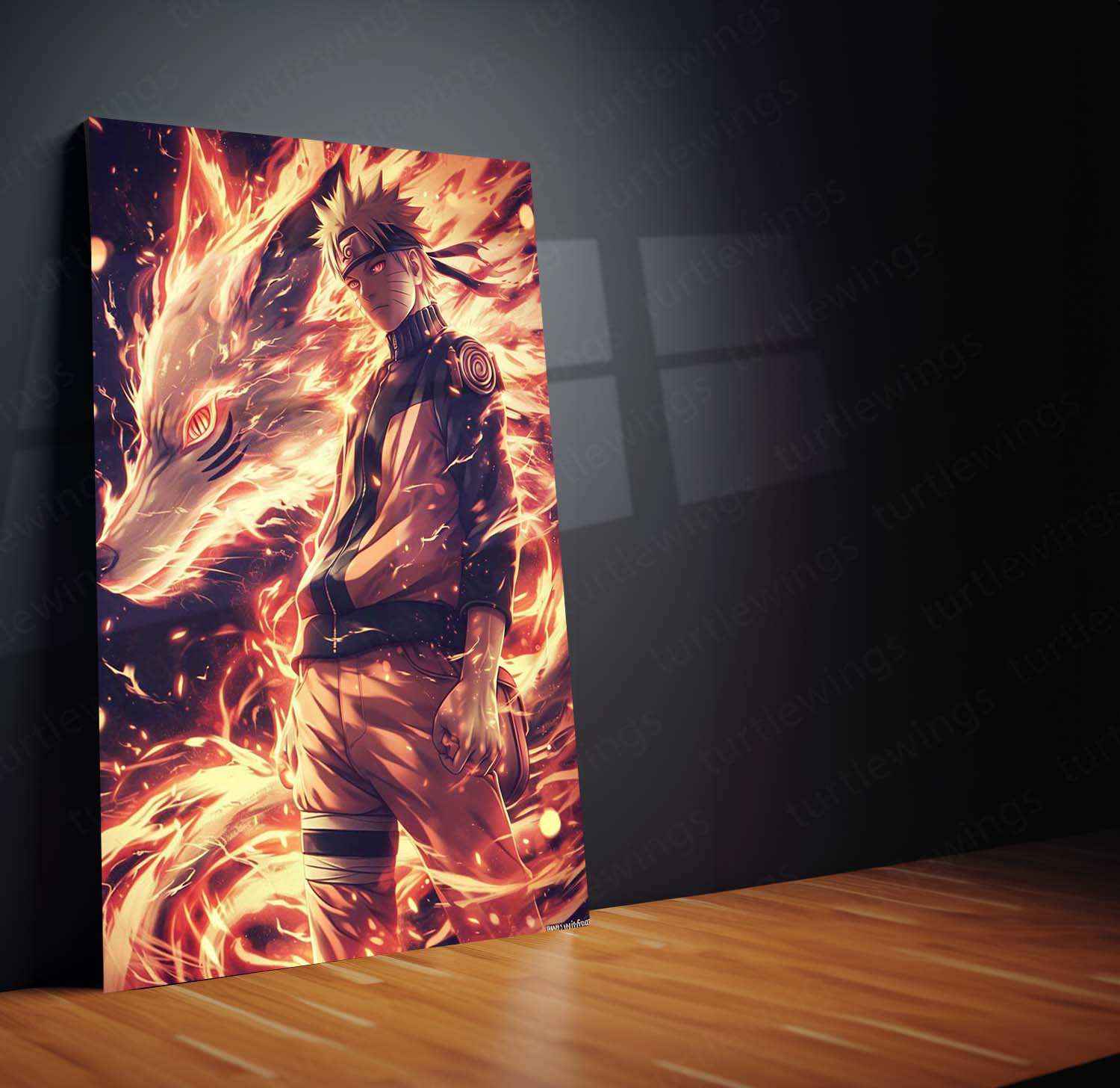 Naruto x Kurama Metal Poster – Legendary Tailed Beast & Ninja Duo | Naruto Anime Wall Art 3 - TURTLEWINGS