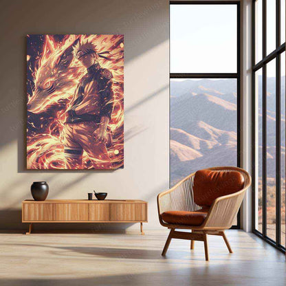Naruto x Kurama Metal Poster – Legendary Tailed Beast & Ninja Duo | Naruto Anime Wall Art 3 - TURTLEWINGS
