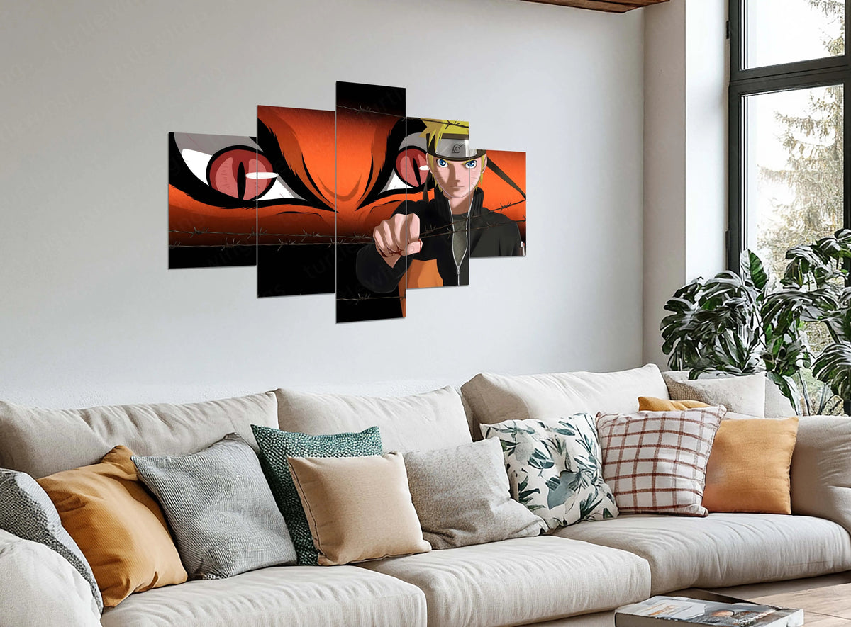 Naruto Metal Poster Set of 5 – Split Wall Art | Hokage Legacy Edition | Epic Anime Metal Frame Collection - TURTLEWINGS