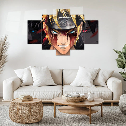 Naruto Metal Poster Set of 5 – Split Wall Art | Hokage Legacy Edition | Epic Anime Metal Frame Collection 01 - TURTLEWINGS