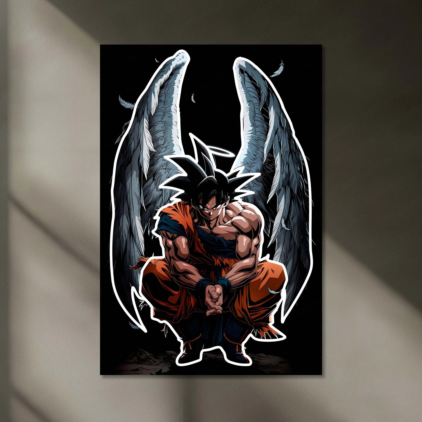Angel Goku Neon LED Frame | Dragon Ball Anime Wall Art | White Aura Divine Warrior Design - TURTLEWINGS