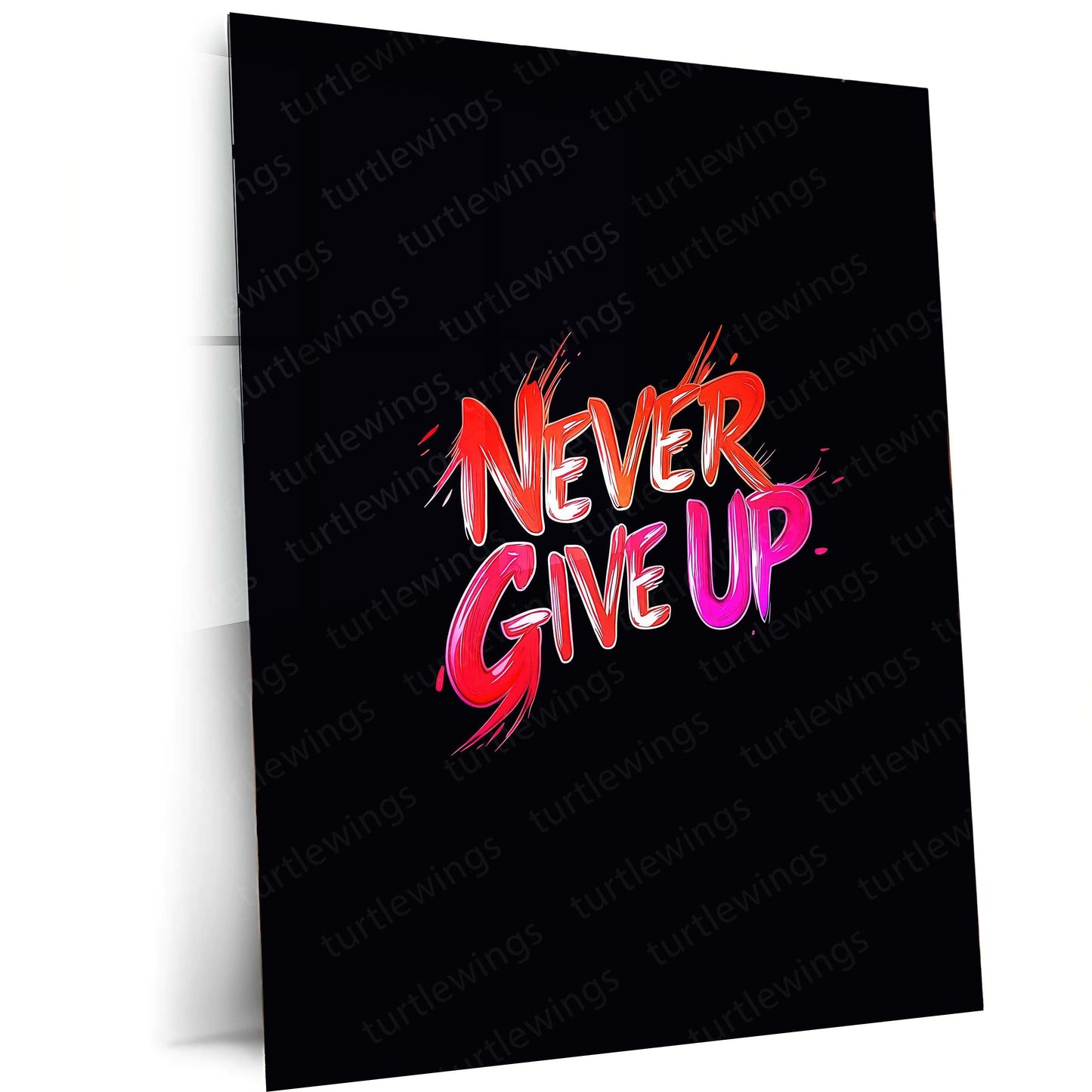Never Give Up Metal Frame – Motivational Quote Wall Art | Inspirational Poster for Hustlers, Dreamers & Achievers - TURTLEWINGS