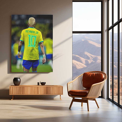 Neymar Jr. No. 10 Neon LED Metal Poster | Brazil Football Icon Premium Illuminated Wall Art