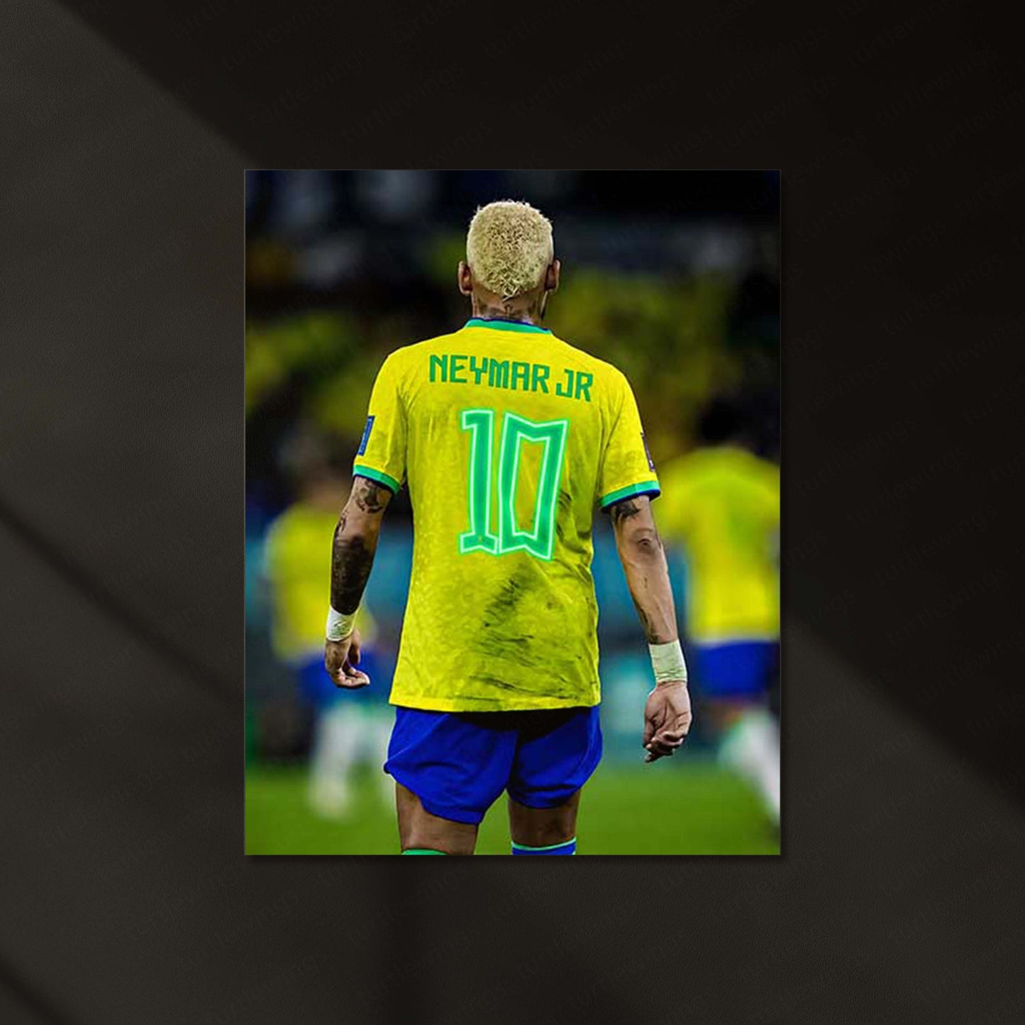Neymar Jr. No. 10 Neon LED Metal Poster | Brazil Football Icon Premium Illuminated Wall Art