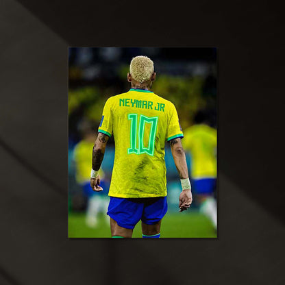 Neymar Jr. No. 10 Neon LED Metal Poster | Brazil Football Icon Premium Illuminated Wall Art