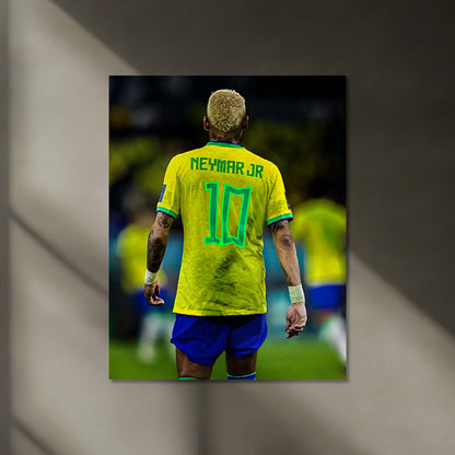 Neymar Jr. No. 10 Neon LED Metal Poster | Brazil Football Icon Premium Illuminated Wall Art
