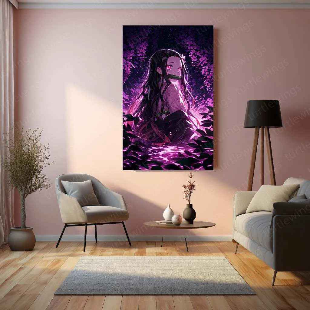 Nezuko Kamado Metal Poster – Demon Slayer’s Fiery Protector | Stunning Nezuko Anime Wall Art 2 - TURTLEWINGS