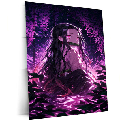 Nezuko Kamado Metal Poster – Demon Slayer’s Fiery Protector | Stunning Nezuko Anime Wall Art 2 - TURTLEWINGS
